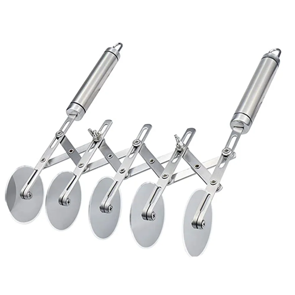 Stainless Steel 5 Wheels Roller Pizza slicer Dough Divider rolling pastry cutter wheel roller pizza cutter with handles