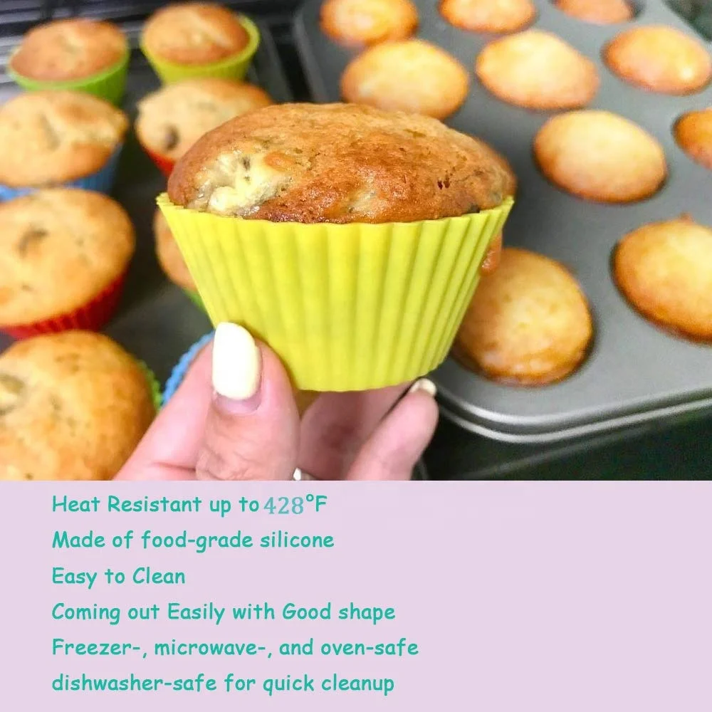 Silicone Cupcake Baking Cups Molds Reusable Cupcake Holder Muffin Liners Air Fryer Cups For Party No Smell Safe Food Grade