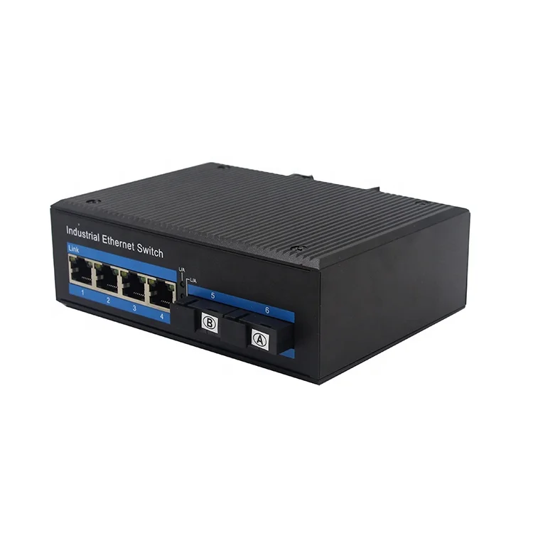 Factory  4-Port 10/100Base-TX +2-Port 100Base-FX Single Mode Single Fiber SC 20KM  Industrial Ethernet Switch