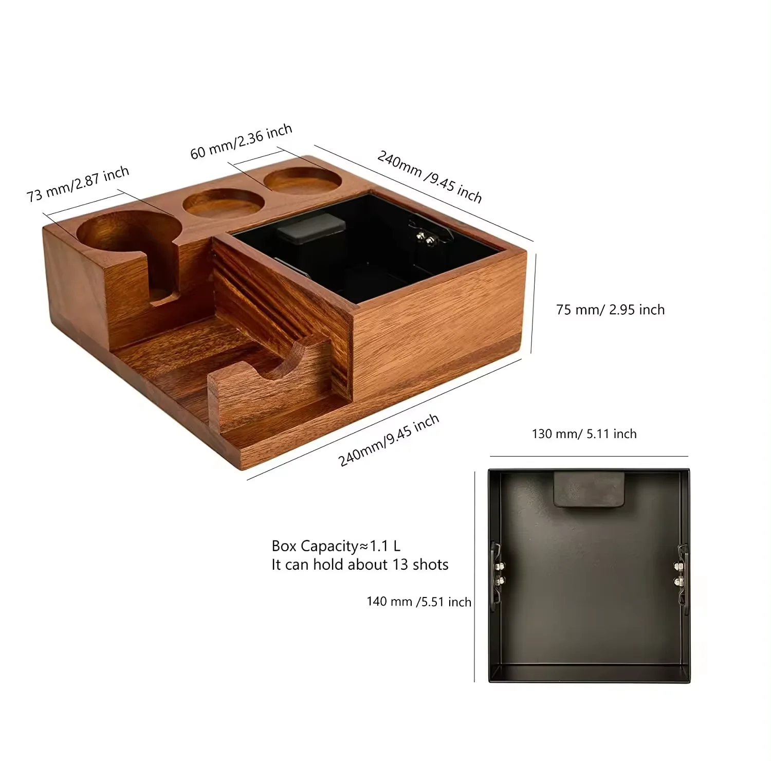 Espresso Knock Box Coffee Machine Accessories Wooden Tools 51/53/54mm Tamper Distributor Station 4 In 1 Coffee Knock Box