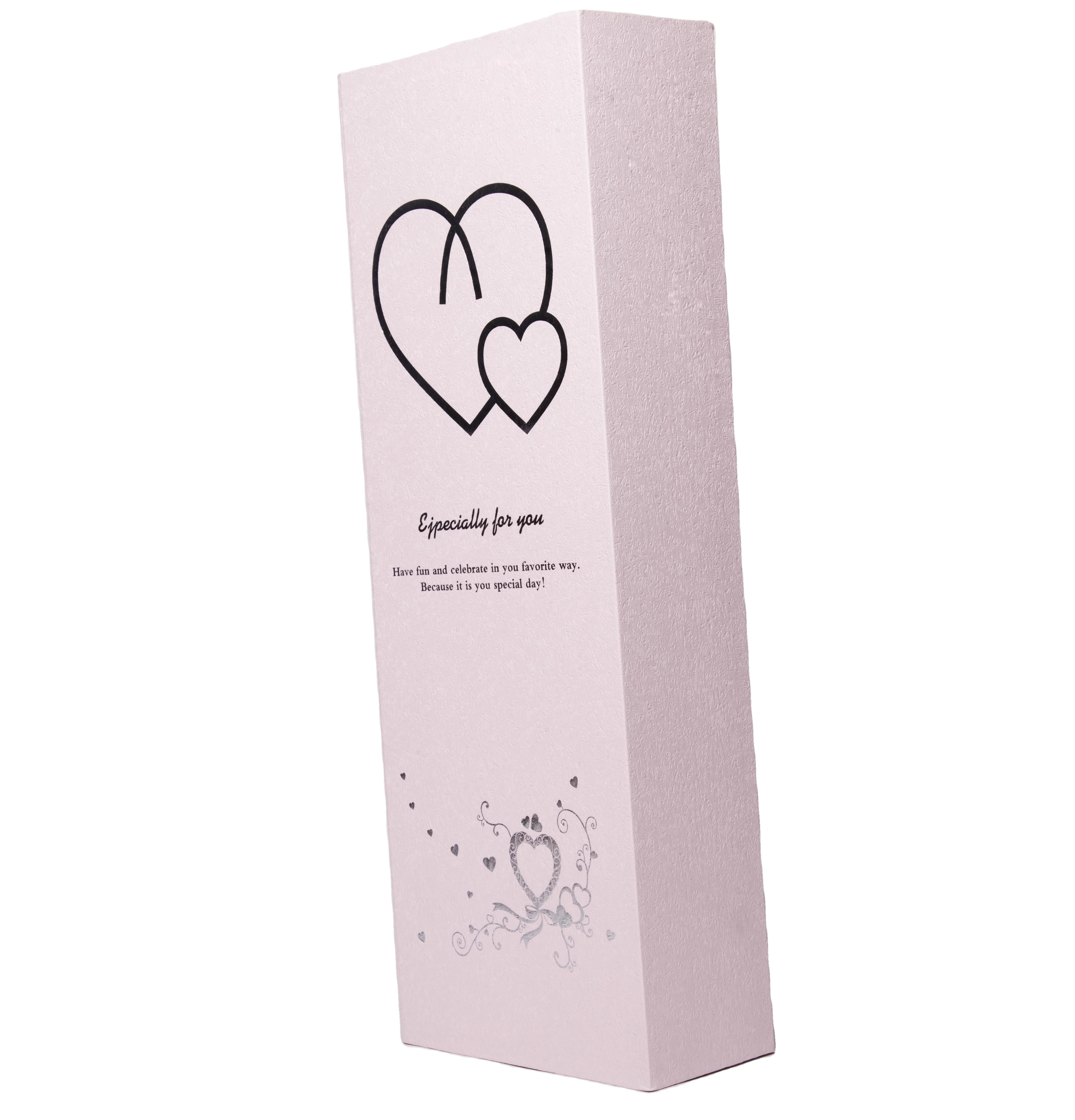 China magnetic pink long folding storage boxes with silver heart  luxury gift mailer boxes for gift packaging