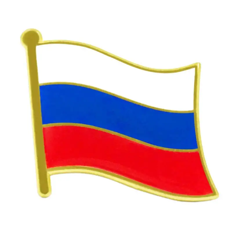Factory Wholesale Custom Enamel Metal Double Friendship Brooch Lapel Badge National Map Country Flag Pin Flag Of Russia Flag Pin