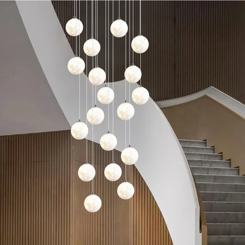 duplex villa spiral staircase chandelier minimal suspended chandelier light for staircase pendant lamp
