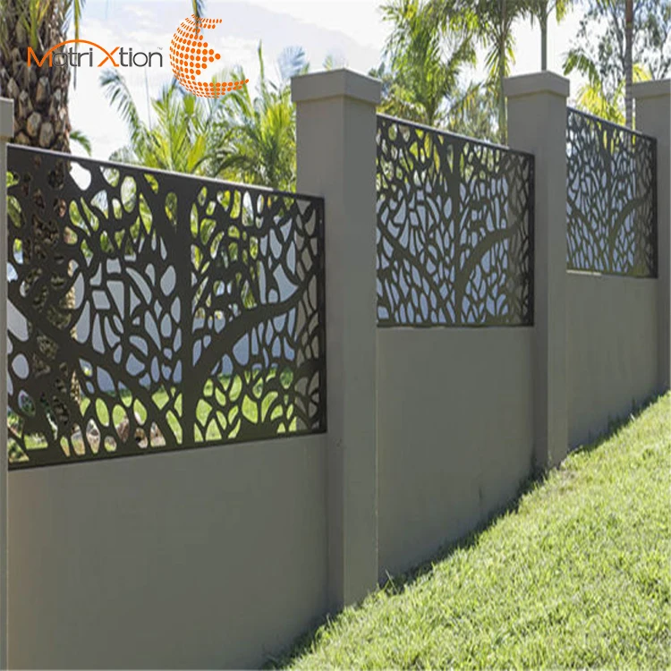 Laser Cutting Aluminum Fencing Perforated Metal Sheet Fence For Garden Fencing