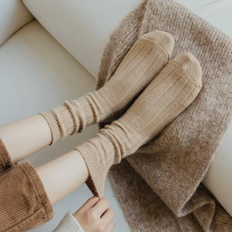 Winter Woolen Socks Women Japan Socks Ins Fashion Thickened Autumn Japanese Style Korean Solid Color Cotton Winter Socks