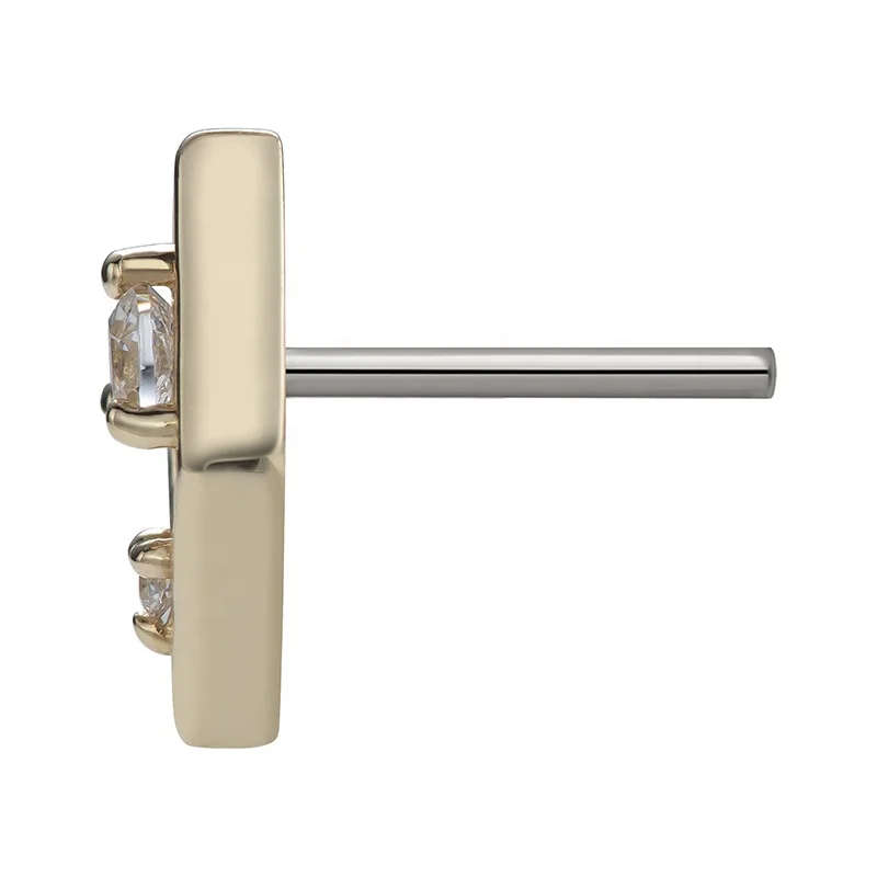 Giometal 14K сплошной золотой драгоценный ромб Топ Daith ювелирные изделия для тела оптовая продажа пирсинг серьги спираль треск Топы без нитей