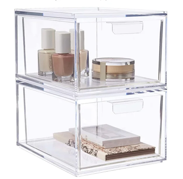 Transparent acrylic drawer box, Plexiglass push pull storage box, Transparent Stackable Cosmetic Organizer Drawers