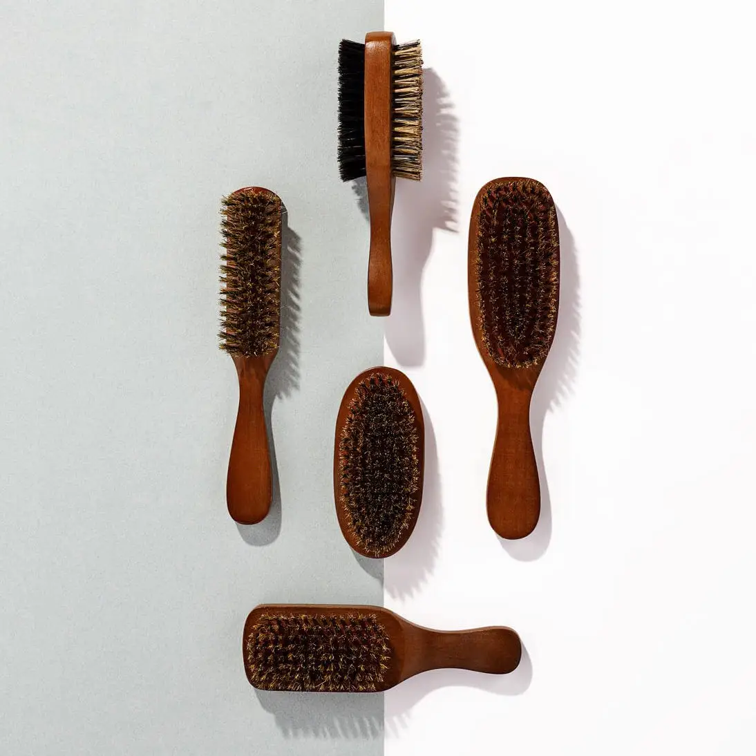 Natural Sandalwood Beard Brush and Comb Set Private Label Wooden Beard Comb Beard Kit