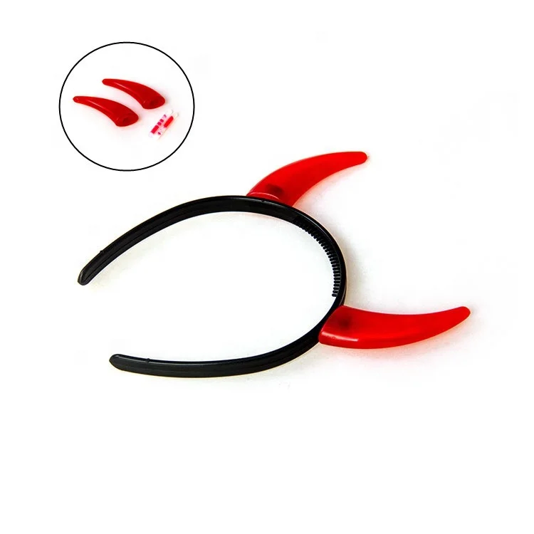Hot Sale Ox Horn Shape Glow Hairband Hair Hoop  Flashing Headband Hairband for Christmas Festival Party Decoration