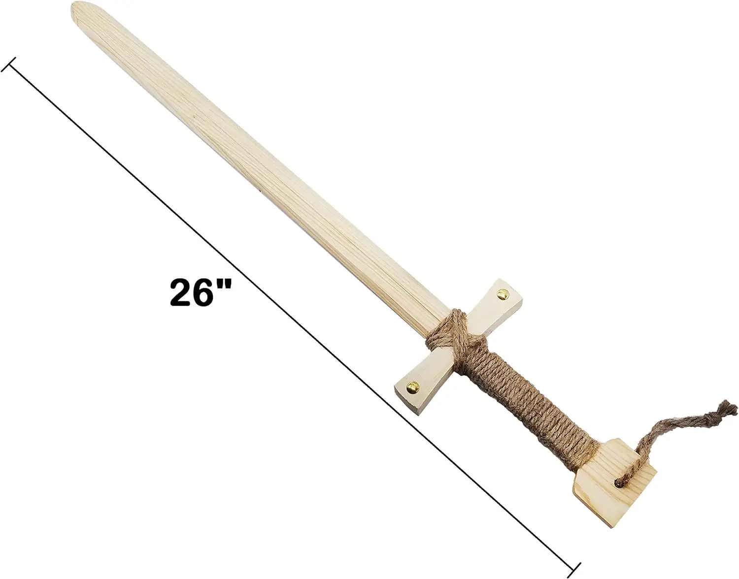 Wooden Toy Sword for Kids Knights of The Round Table Style with Jute Wrapped Handle Lightweight and Durable for Imaginative Kids