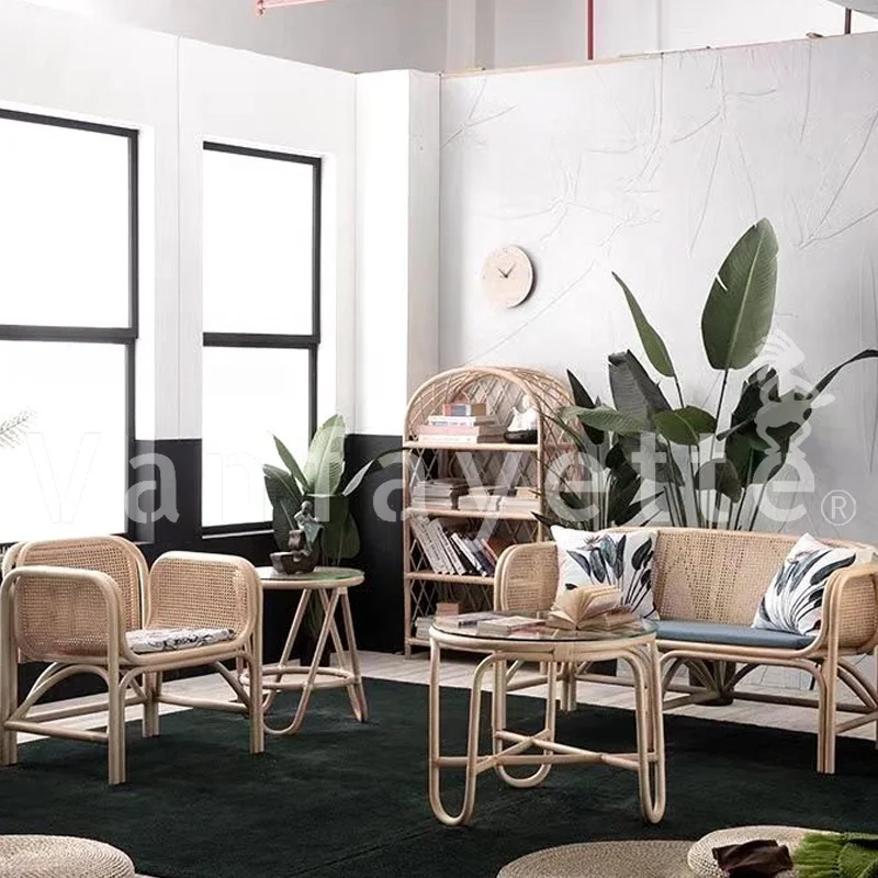Wico Ins Luxury Indoor Couch Single Chair Collection for Hotel Furniture Design 2 Seater Cane Sofa Real bahama rattan chair