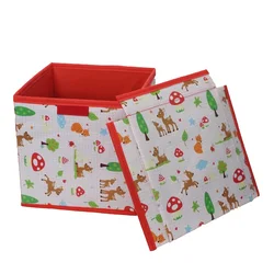 Chiterion Small Fashion Storage Box With Cover Saving Space Store Sundries Foldable Fabric Nursery Storage Bin Box Container