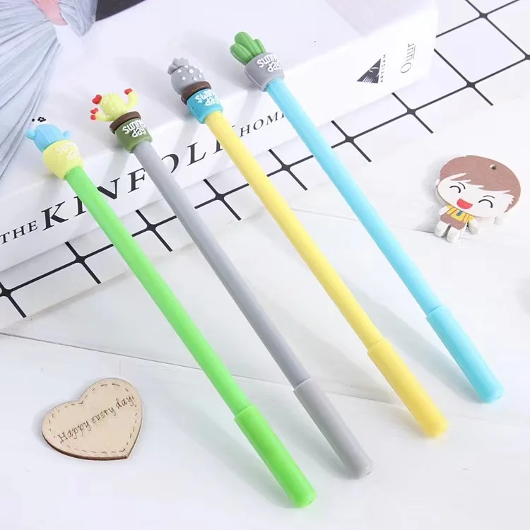 Student creative cactus super cute black pen Korean small fresh fleshy cute neutral pen