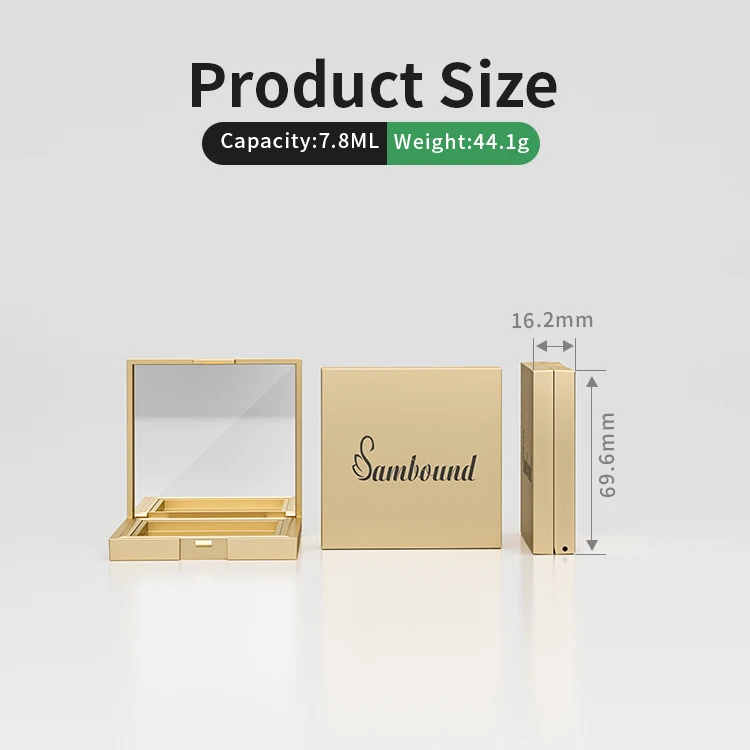 Custom Square Empty Private Label Gold Eyeshadow Palette Make-up Container