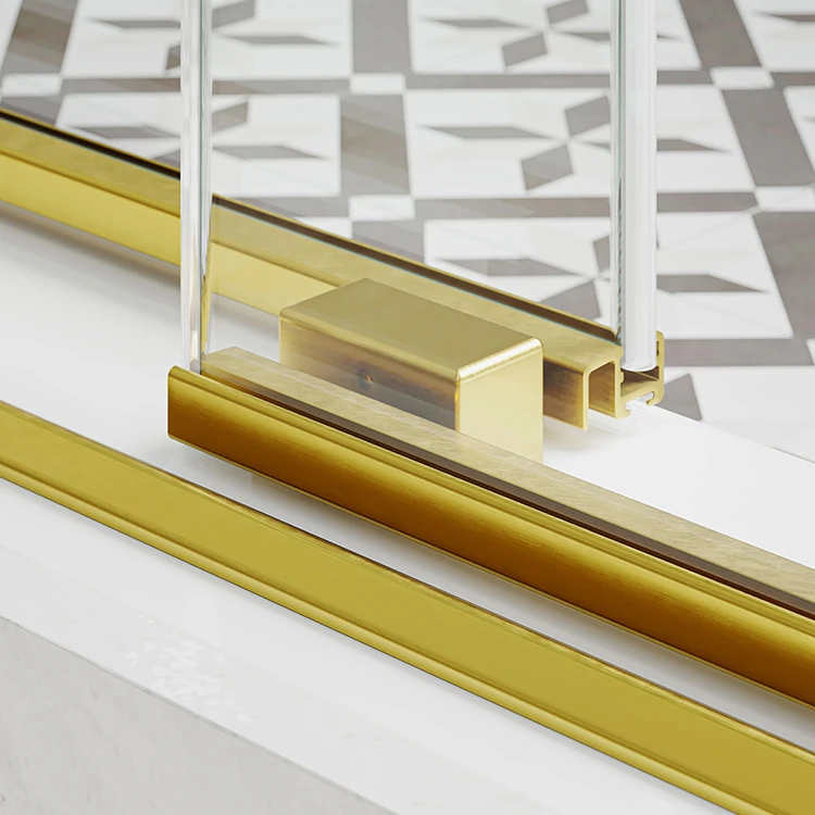 Stock In USA Luxury Stainless Steel hardware Tempered Glass sliding Shower Door with handle