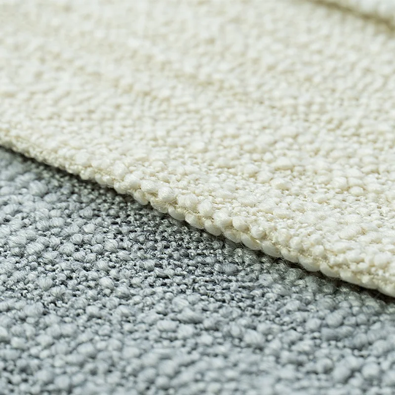 High Quality Wholesales Solid Tela Polyester  Wool Blend Yarn Dye Woven Pure Boucle Upholstery Fabric For Clothing