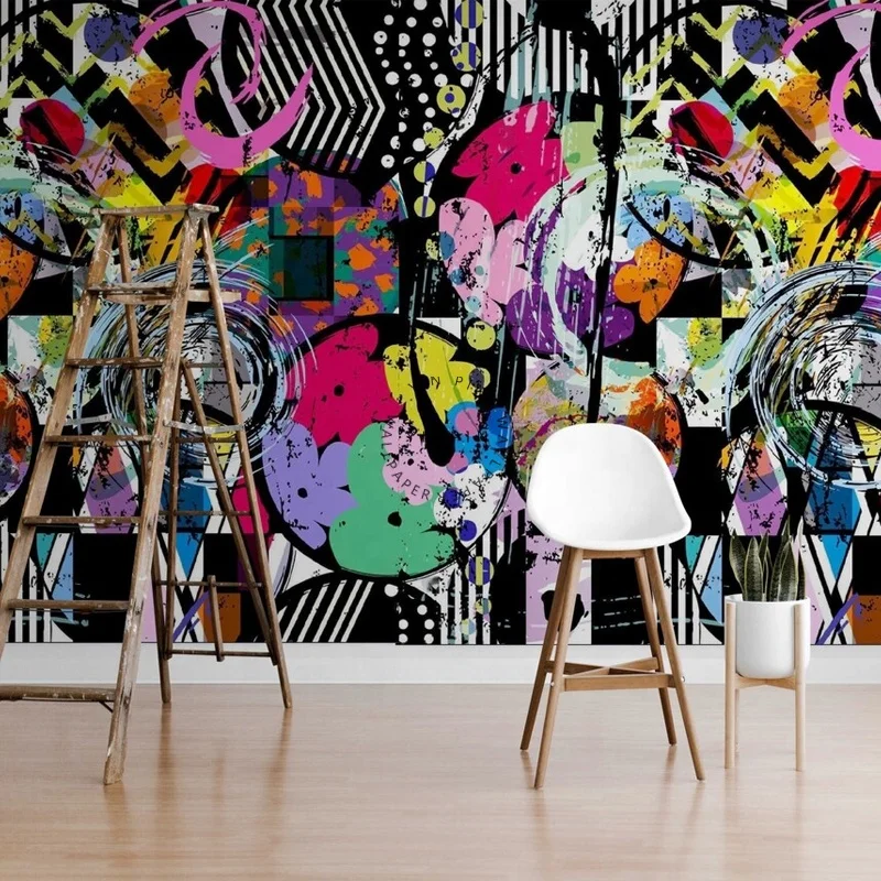 Modern bedroom graffiti decoration design wallpaper for kids room