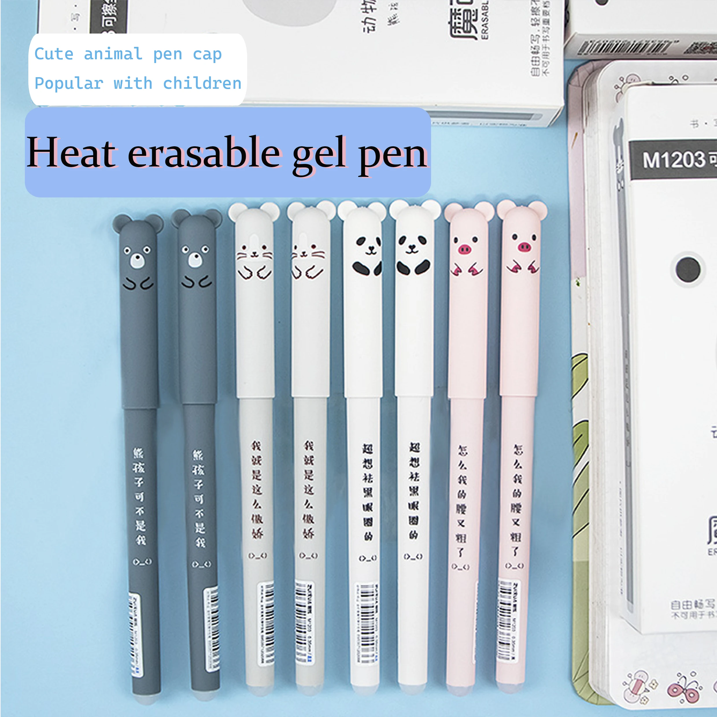 chinese gel pen cartoon black blue white gel pen refills morandi erasable luxury cartoon creative needle tip gel pens