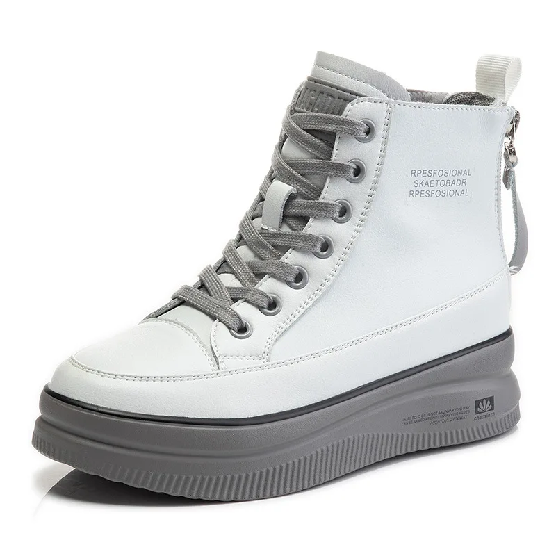 Casual British Style Women Ankle Boots Famous Brands Luxury Genuine Leather Chunky Flat Boots For Ladies