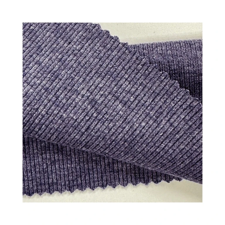 High Quality Heather Rib Cotton Rayon Spandex Knitted Fabric For Trim Collar And Cuffs