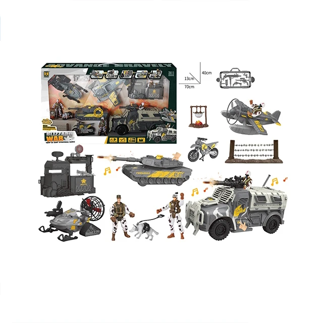 Military Game Set Kids Pretend Play Truck Helicopter Soldier