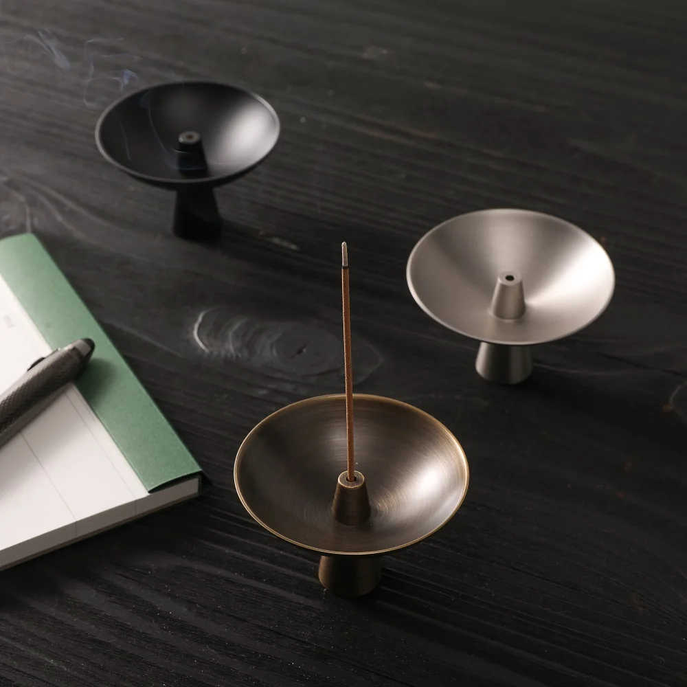 MAXERY Antique Bronze Brass Incense Holder handmade polished Gold Black brass incense holder stand