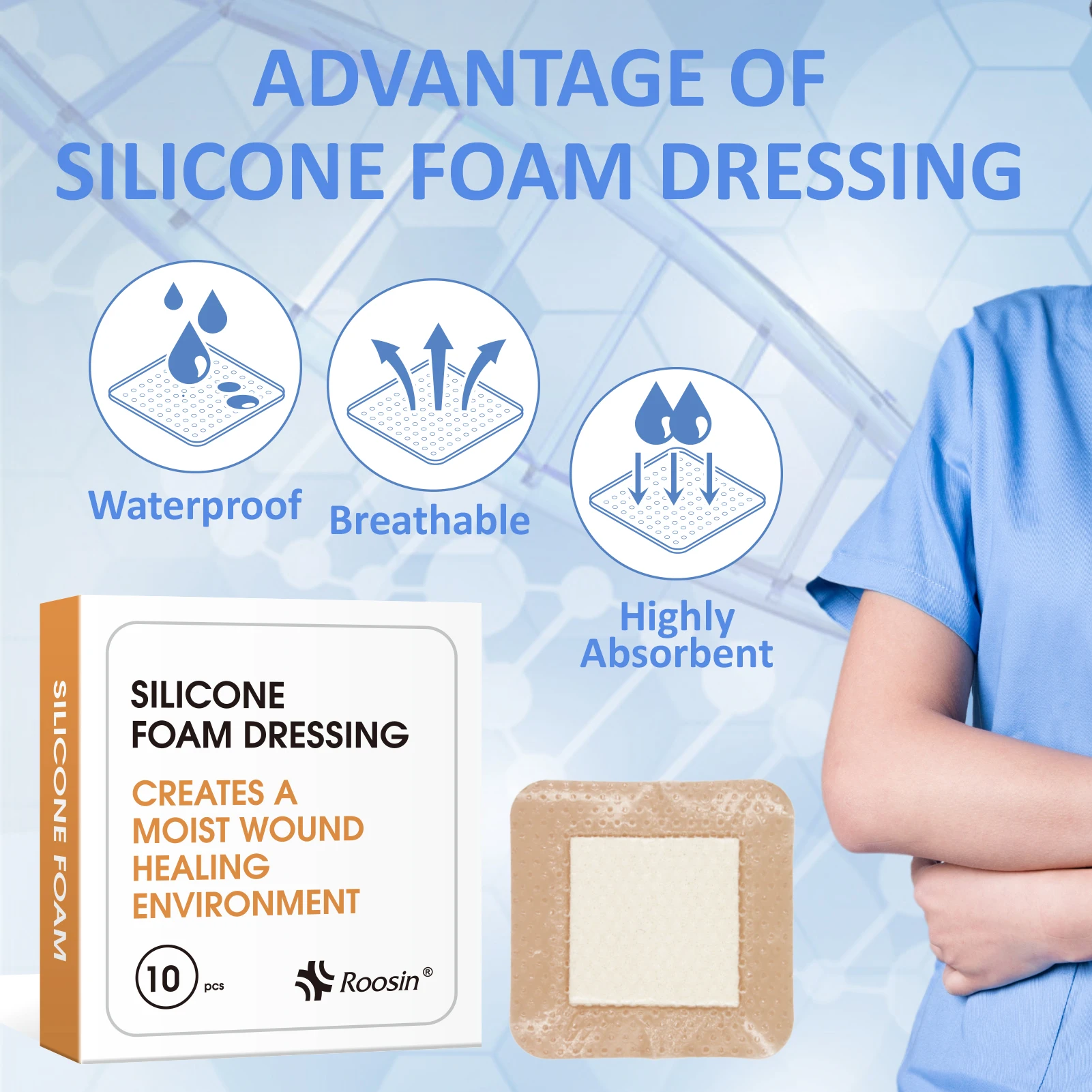 Soft Wound Care Healing Self Adhesive Ultra Absorbent Sacrum Bordered High Absorbency Silicone Gel Foam Dressing