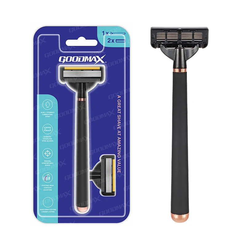 Custom Logo Razor Men Five Blades Safety Razor Metal Handle Shaving Razor