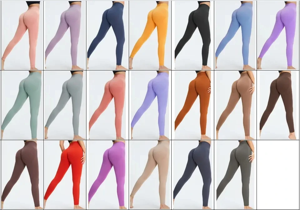 Women High Waist Tummy Control Stretch Sport Athletic Tights Yoga Pants Butt Scrunch Seamless Gym Workout Leggings