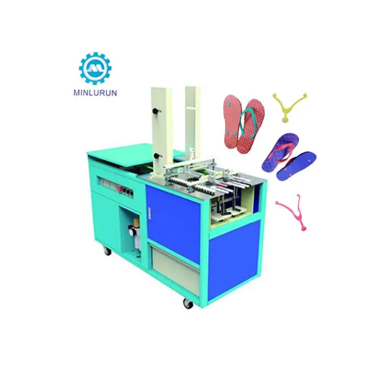 Small Slippers Production Line EVA PU Rubber Flip Flops Making PVC Strap Attaching Fixing Machine