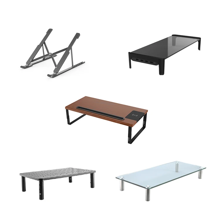 Wholesale glass meta computer riser deskl monitor stand riser with USB hub 2.0 3.0