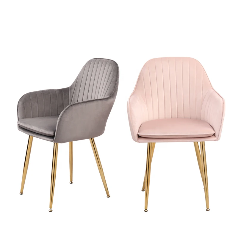 China nordic restaurant furniture sofa dining pink velvet chair with gold