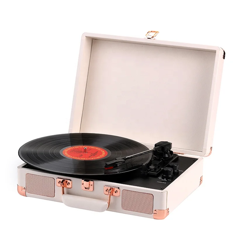 New Design Vintage Retro Auto-closing 3 Speed Turntable Phonograph Vinyl Record Player