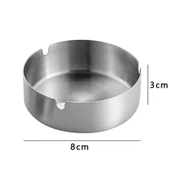 Easy To Clean Round Stainless Steel Cigarette Cigar Ashtray 4 Size Deluxe Customized  Logo Metal  Ashtrays For Outdoors And Home