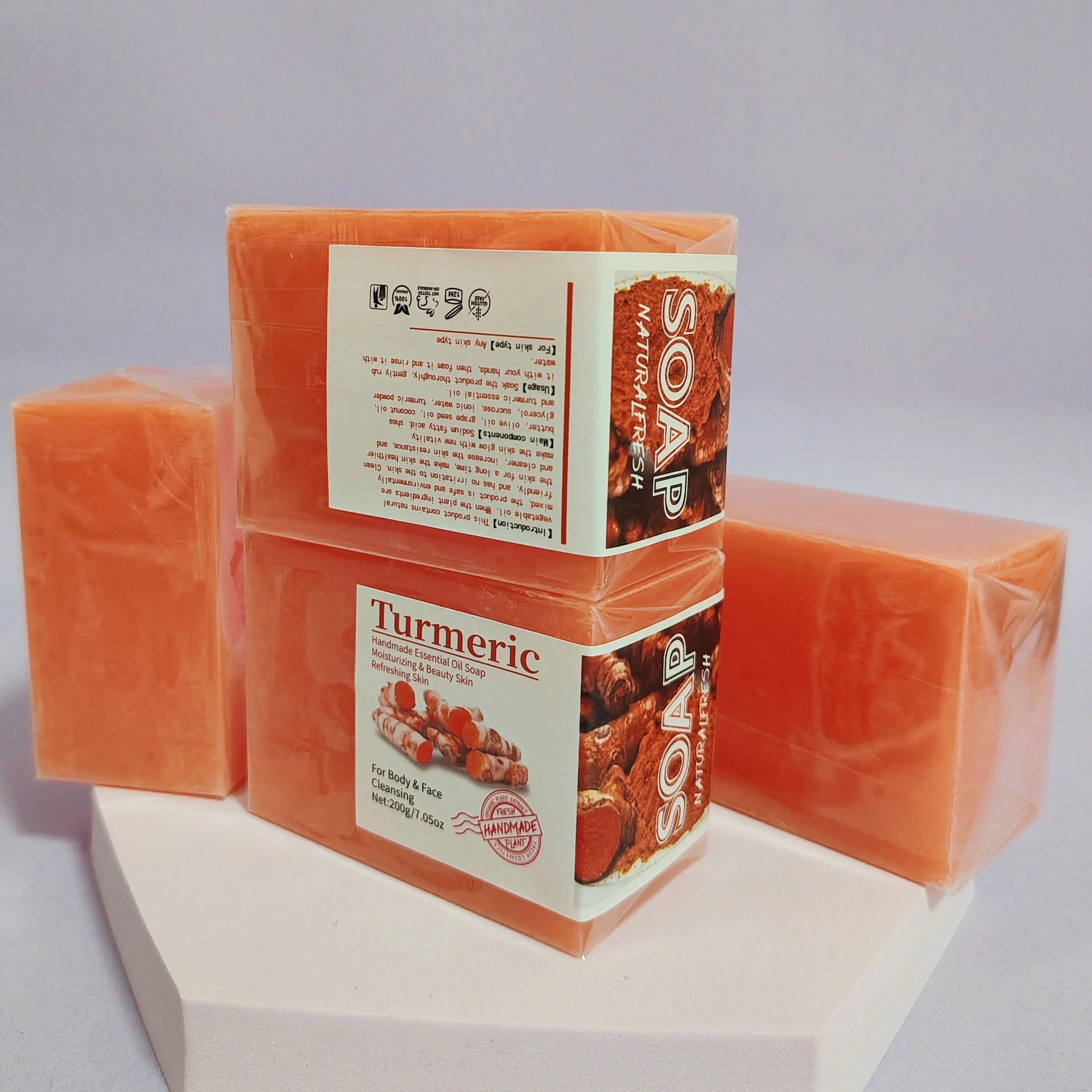 200g Turmeric Soap Organic Natural Anti Acne Dark Spot Whitening Private Label Turmeric Face Wash Kojic Acid Soap