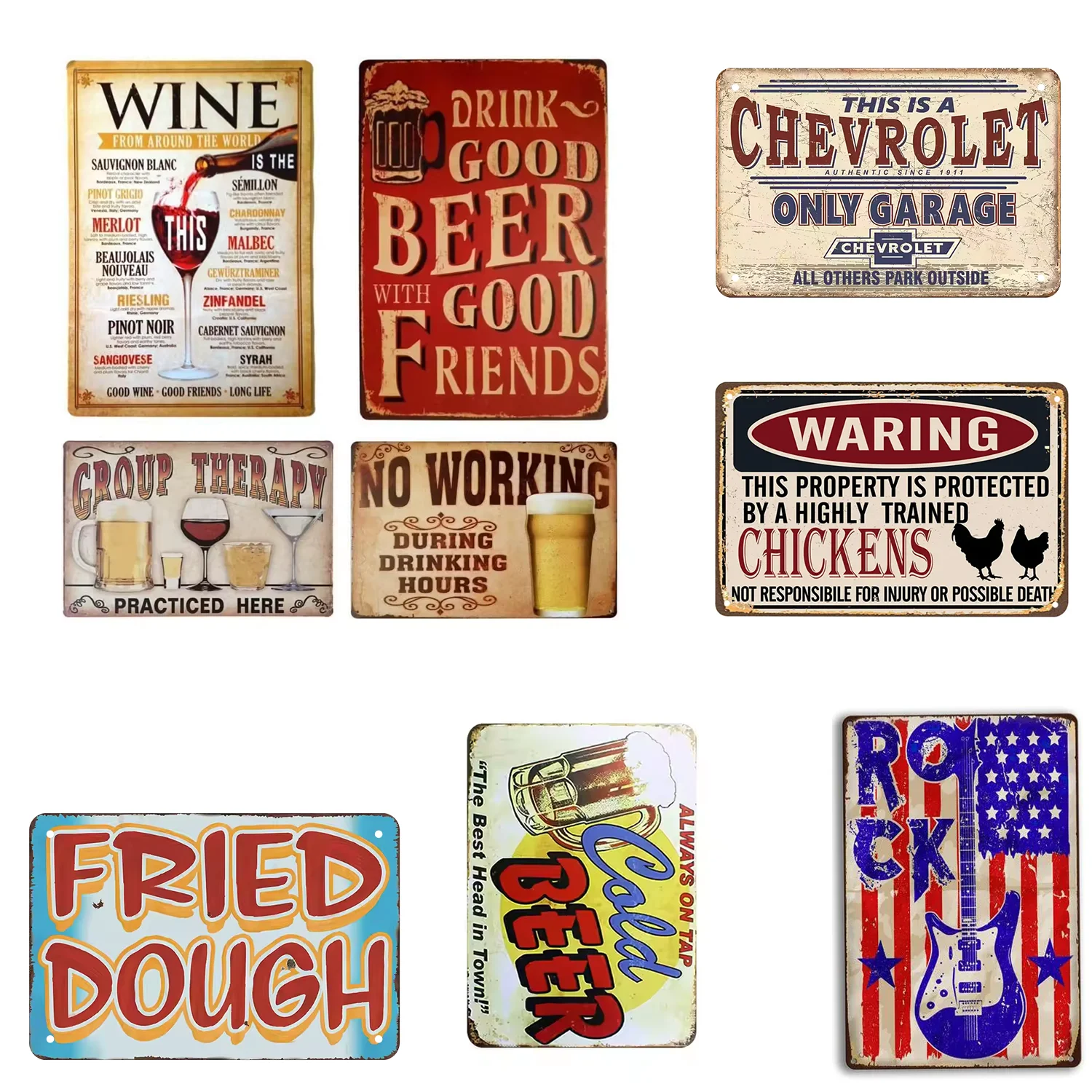 Custom Metal Advertising Sign Wall Decorations Rectangle Retro Style Beer Signs Metal Wall Hanging Sign for Wall  Decorative