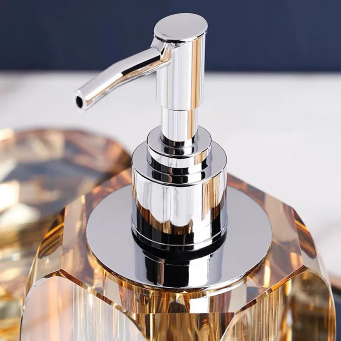 Light Luxury Soap Dispenser High-end Crystal Glass Shampoo Bottle Shower Soap Dispenser Bathroom Washing Set