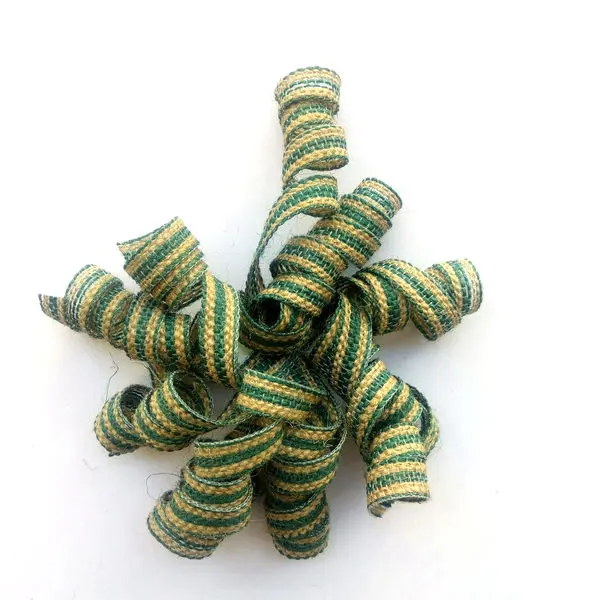 Fall Winter Christmas Theme Gift Box Packaging Decoration Stripes Natural  Hessian Jute Burlap Woven Ribbon Decoration Curly Bow