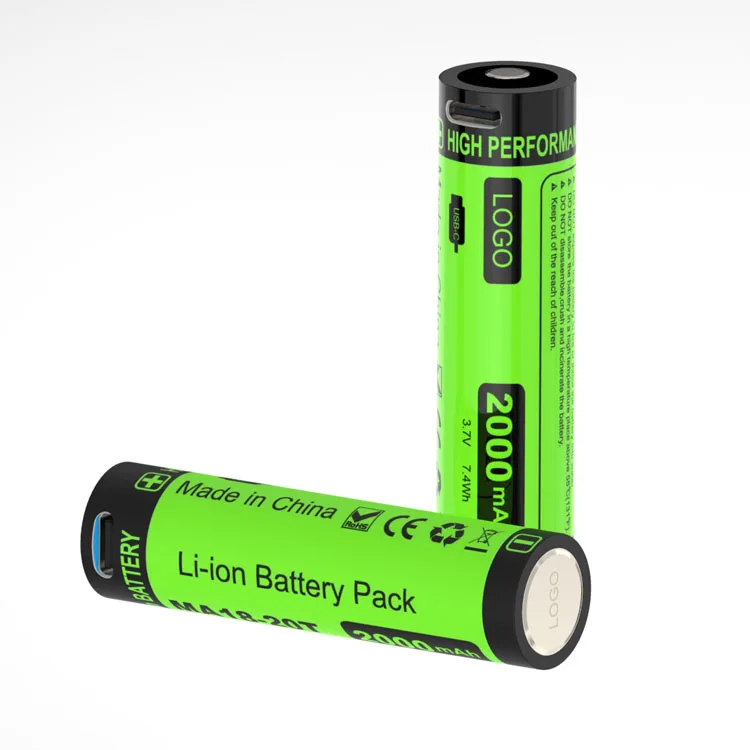 18650 2000mah 2600mah 3500mah  USB Icr Rechargeable Batteries  Type C for flashlight torch