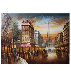 colorful Paris scene landscape wall art  Eiffel tower oil paintings for home decoration