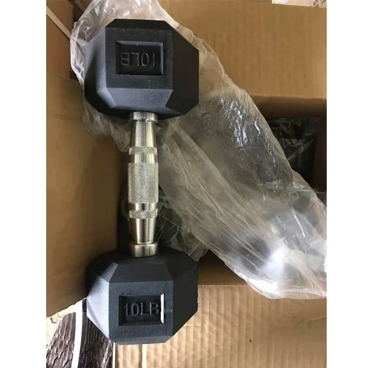 Gym  Black Rubber Hexagonal Dumbbells Weights In 1kg  50kg LBS Hex Dumbbell Set