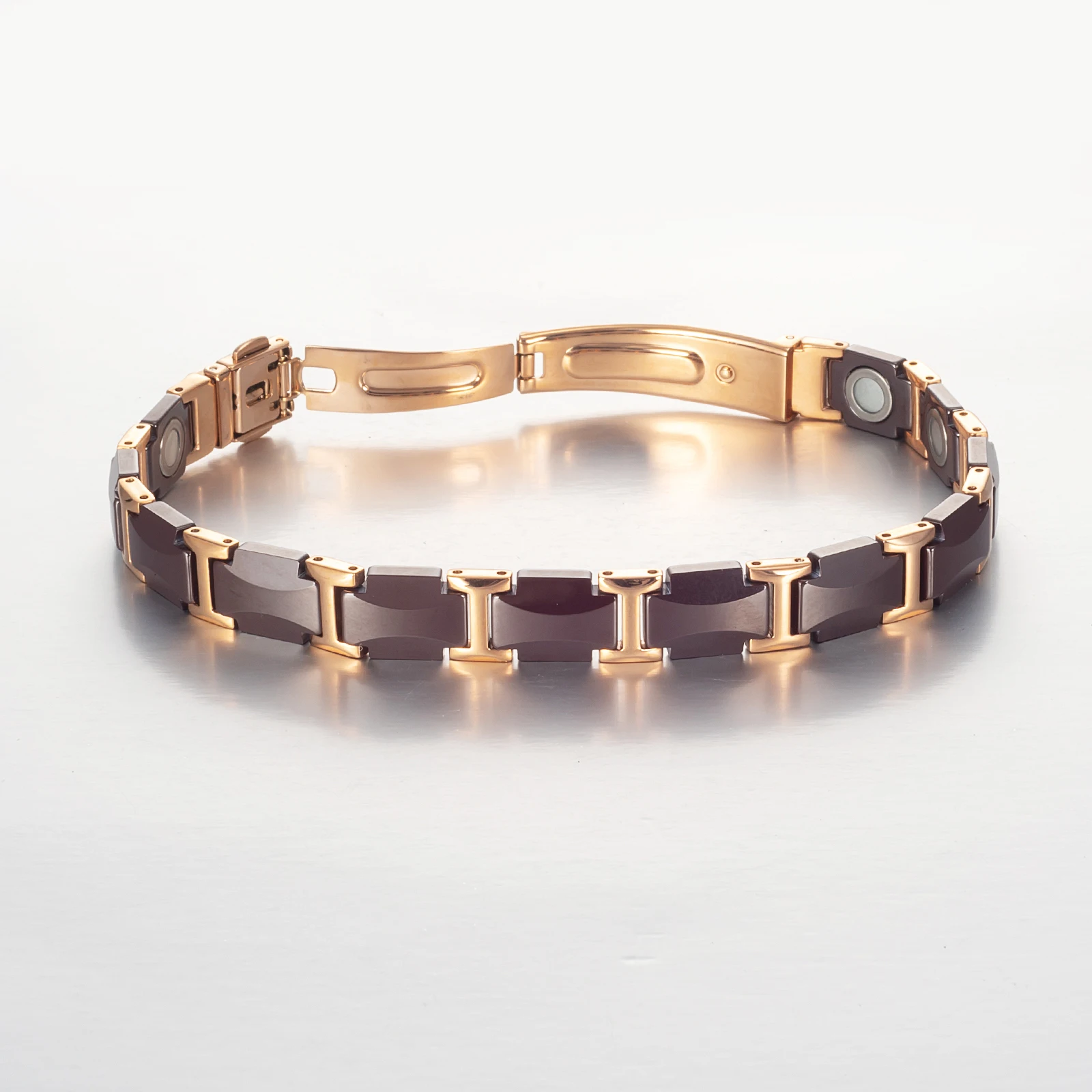 Energinox Rose Gold magnetic ionic health germanium black fashion X power energy bracelet