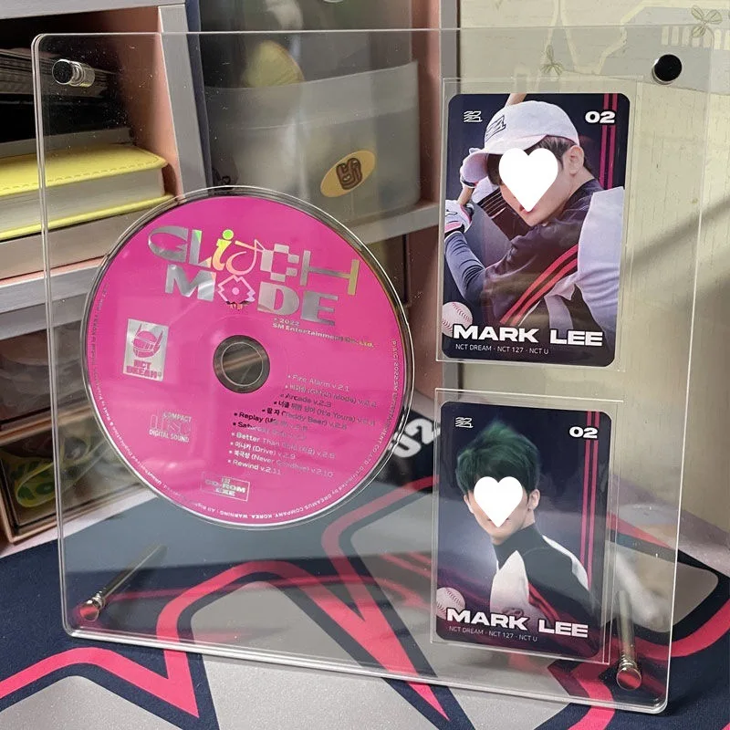 New Arrival INS Desktop Ornaments CD Record Stand Kpop Idols Acrylic CD Frame Photocard Display Album Storage Racks