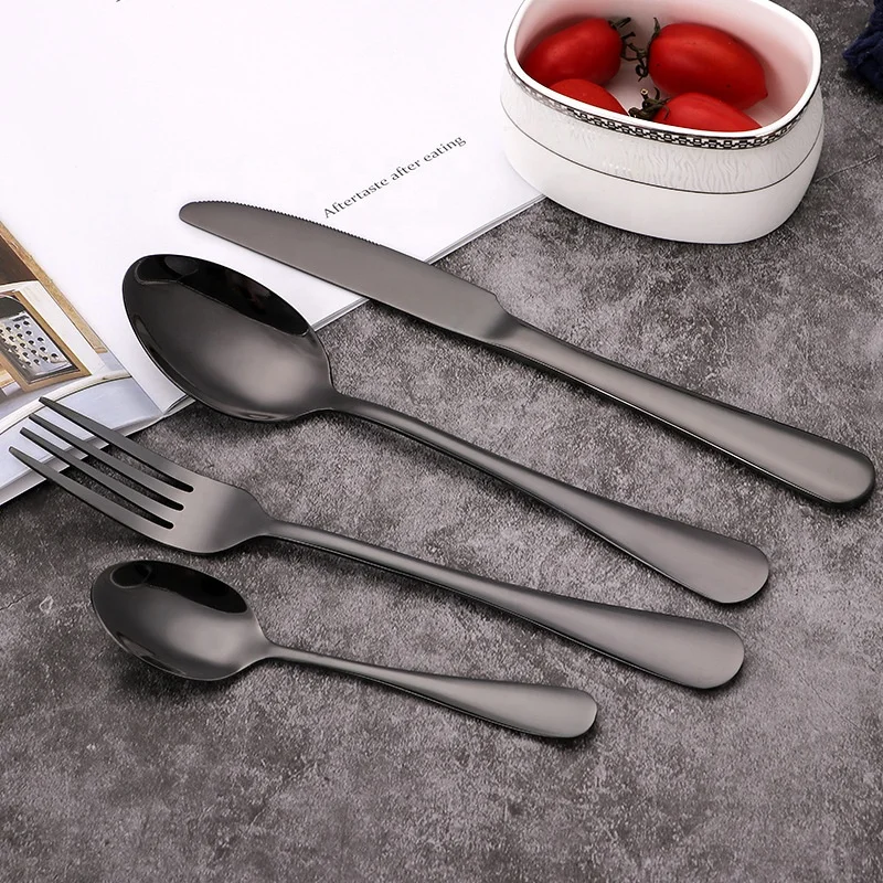 
Low MOQ and hotel flatware 4 pcs stainless steel cutlery, gold knife fork and spoon 