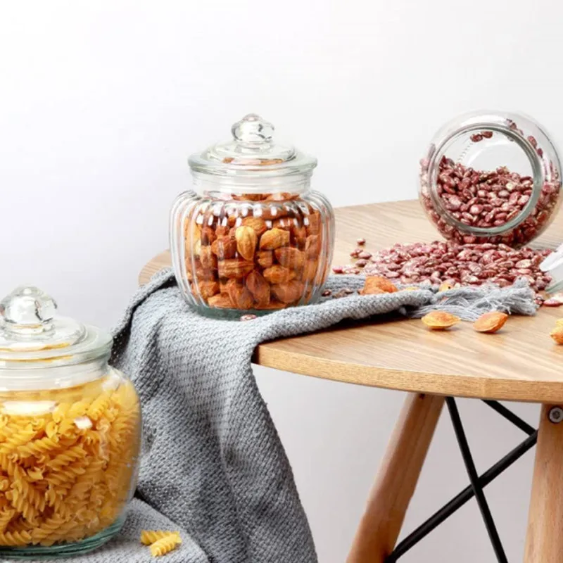 Glass Cookie Jar Medium Food Storage Container with Airtight Lid Glass Storage Cookie Jar for Flour Pasta Candy