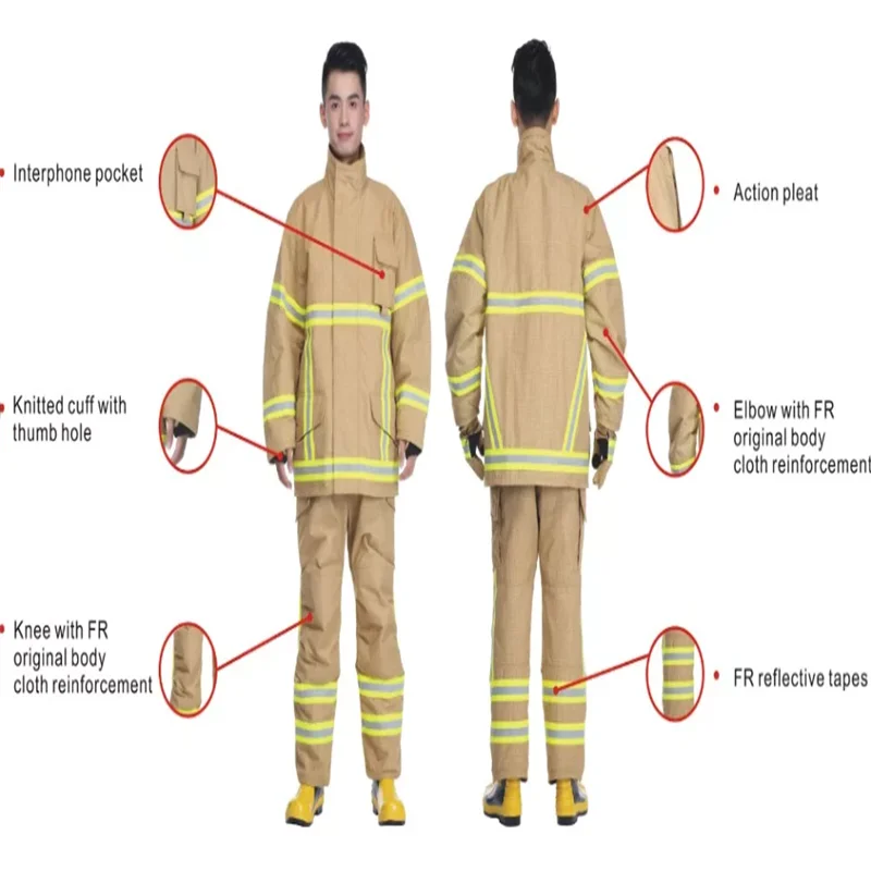 AntiFire FireFighter Equipment Fireman kits Firefighter Gear Uniform EN 469 Bunker Turnout Gear NOMEX Fire Fighting clothing
