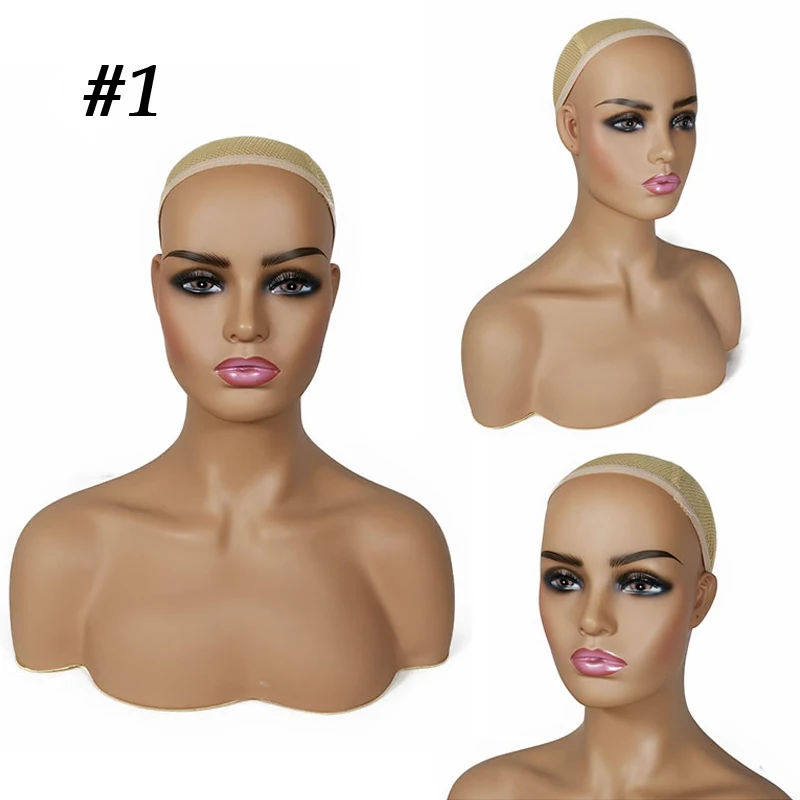 
PVC Training Mannequin Head with Shoulders for Wig Display 1 Piece Realistic Half Body Double Shoulder Hat Jewelry 