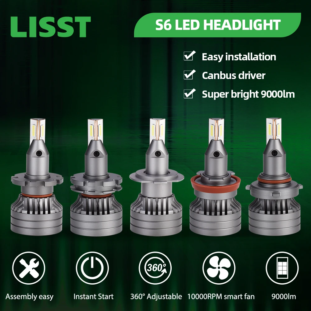 Super Bright High Power Led Light h11 headlight bulbs CSP3570 LED 360Degree 6000K Fan cooling  canbus led