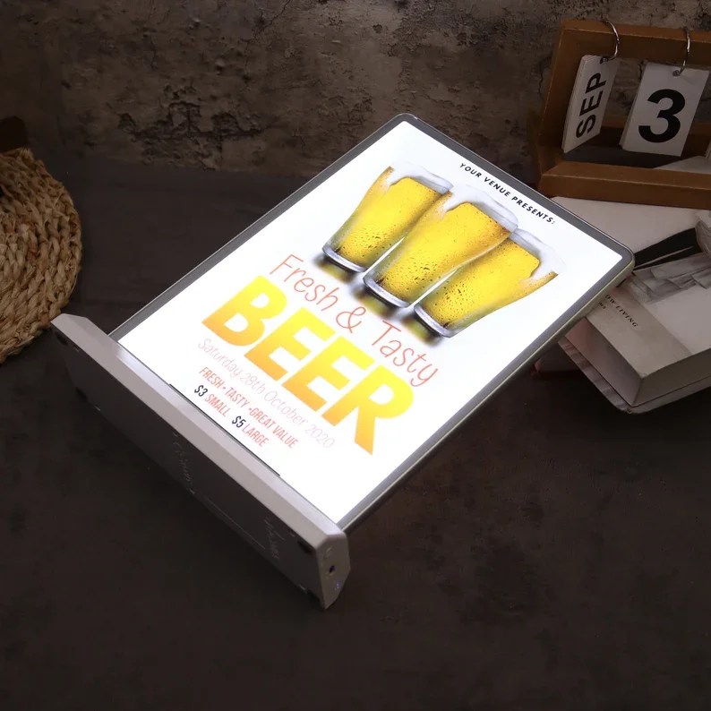 Factory Made Desktop Rechargeable Double Sided Display Sign Advertising Light Boxes