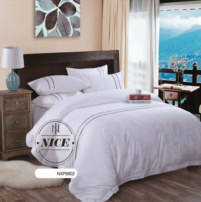 Bamboo cotton BLENDED plain dyed king size hotel bedding linen